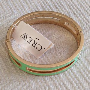 J. Crew Hinged Gold and Green bracelet
